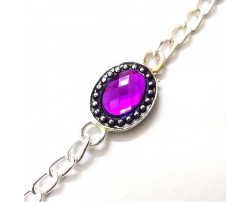 Purple Rugged Big Rhinestone Bracelet Wristlet Wristband Charms Band - Men Women